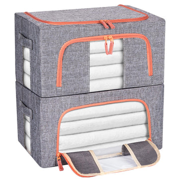 Grey Stackable & Collapsible Clothes Storage Bins (Set of 2)