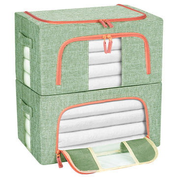Green Stackable & Collapsible Clothes Storage Bins (Set of 2)