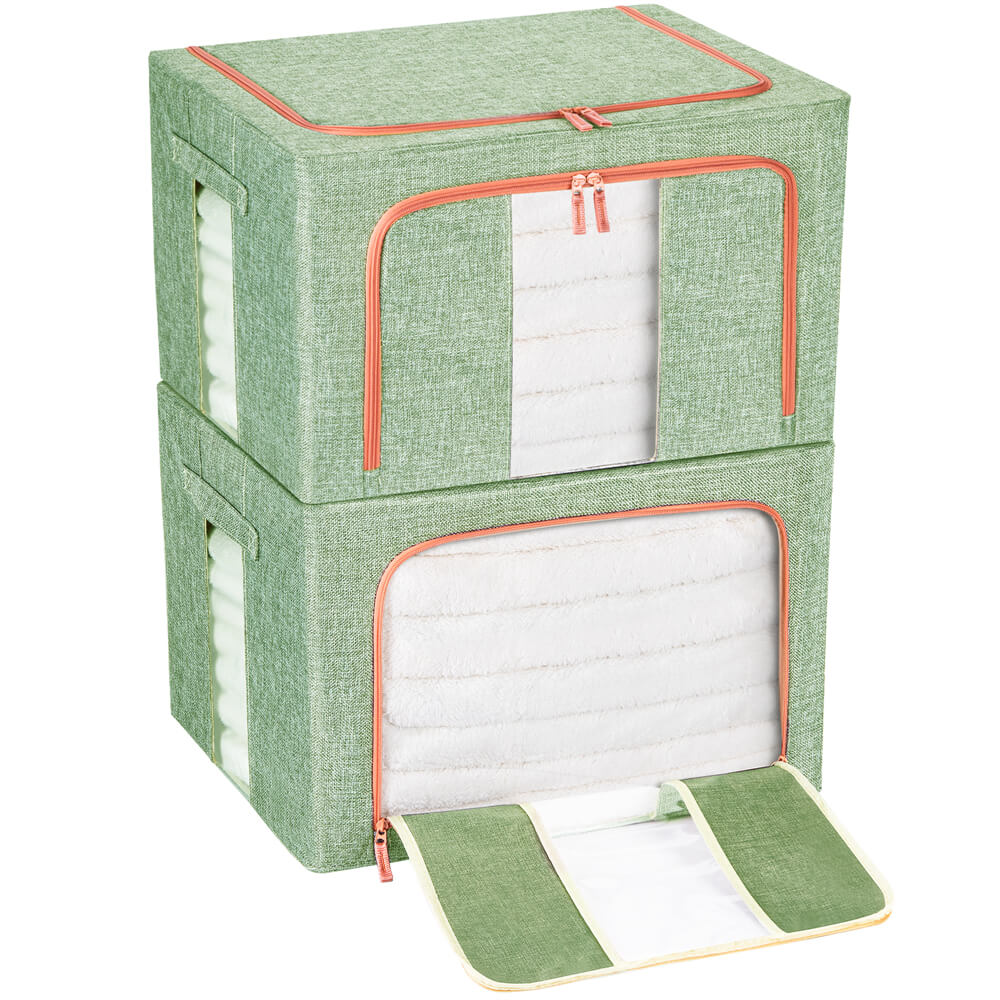 Green Stackable & Collapsible Clothes Storage Bins (Set of 2)